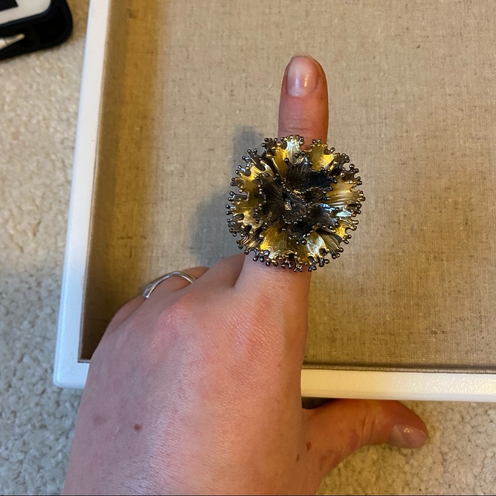 Floral Bronze and Gold Adjustable Ring